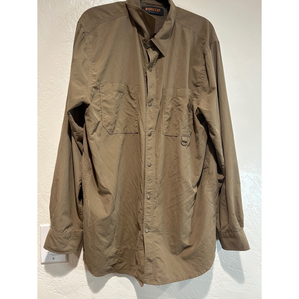 Ridgecut Toughwear Mens XLT Brown Long Sleeve Vented Work Shirt RC 11011 Nylon